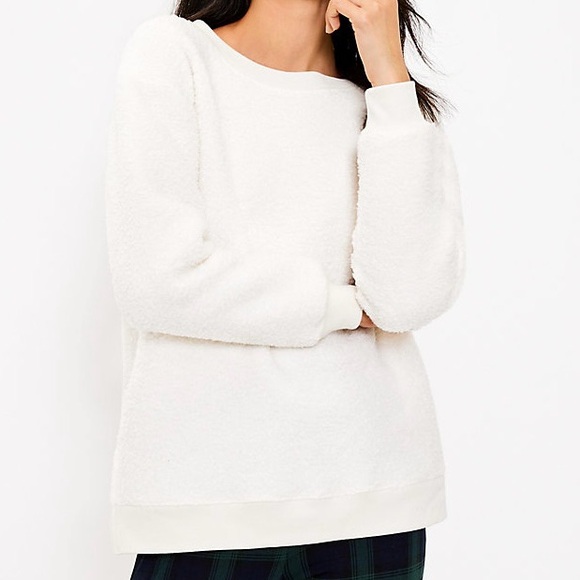 LOFT Sherpa Sweatshirt - cream, M - Picture 1 of 11